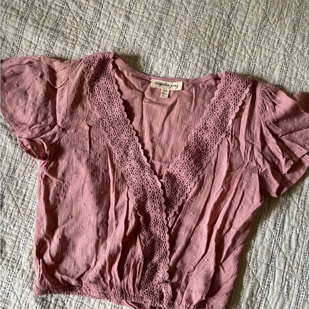 Kingston Mauve Lace Trim Blouse